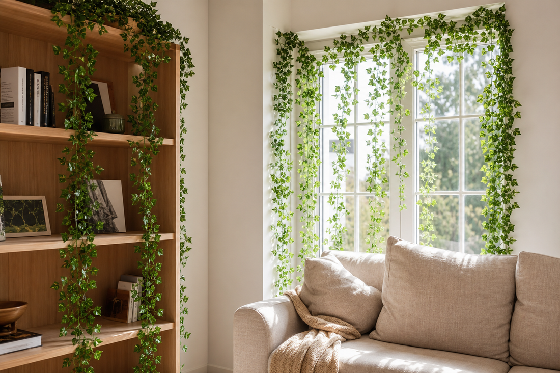 Guirlande de lierre artificiel – 11m pour 5 brins – Feuillage panaché
