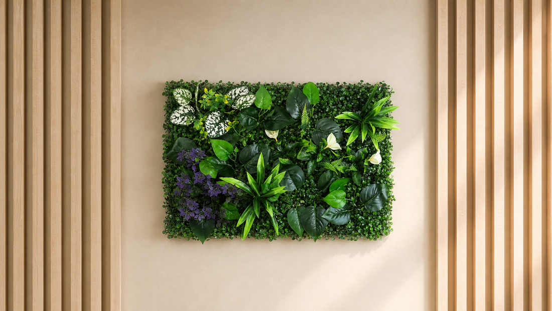 Panneau de mur végétal artificiel – Tropical élégant 40 × 60 cm