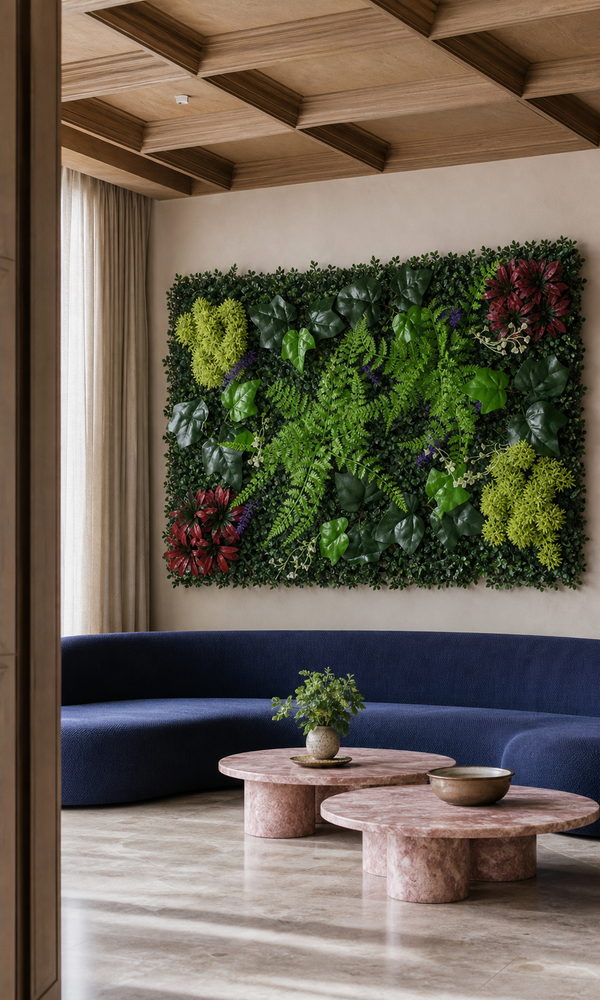 Panneau de mur végétal artificiel – Mix exotique 40 × 60 cm