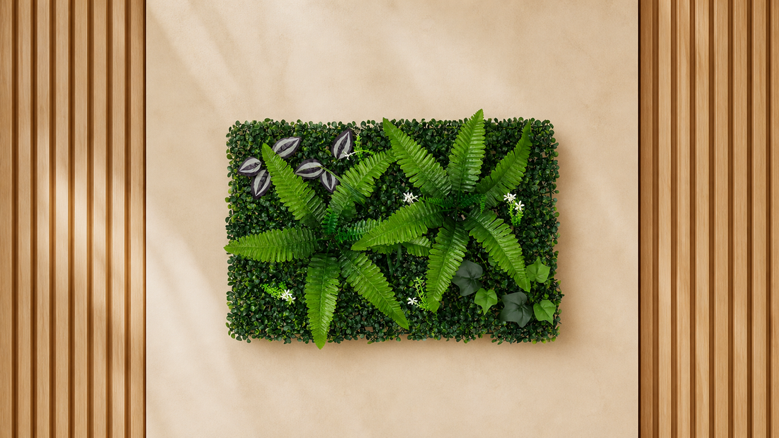 Panneau de mur végétal artificiel – Fougères 40 × 60 cm