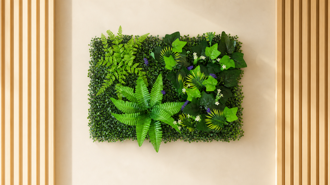 Panneau de mur végétal artificiel – Feuillage jungle 40 × 60 cm