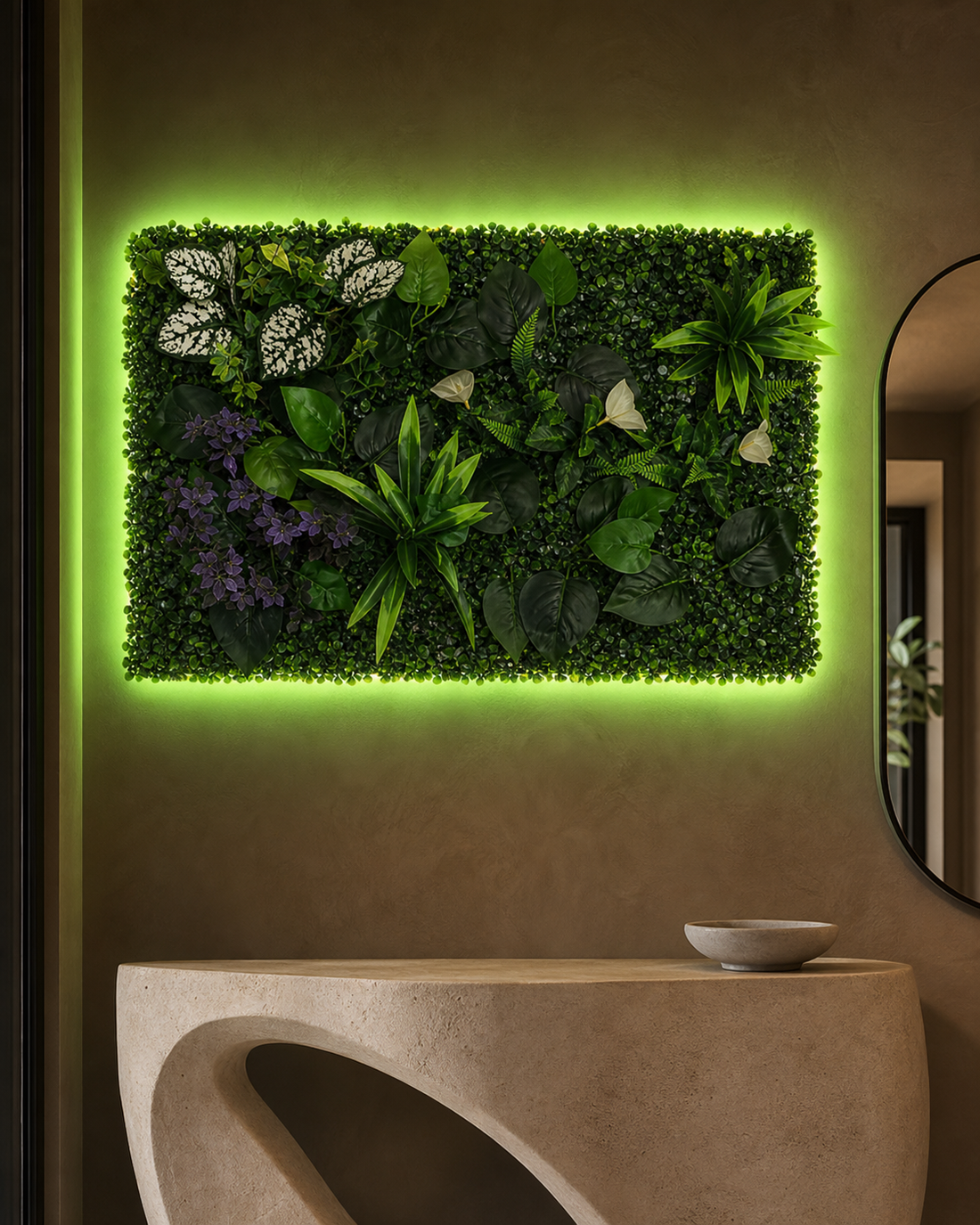 Panneau de mur végétal artificiel – Tropical élégant 40 × 60 cm