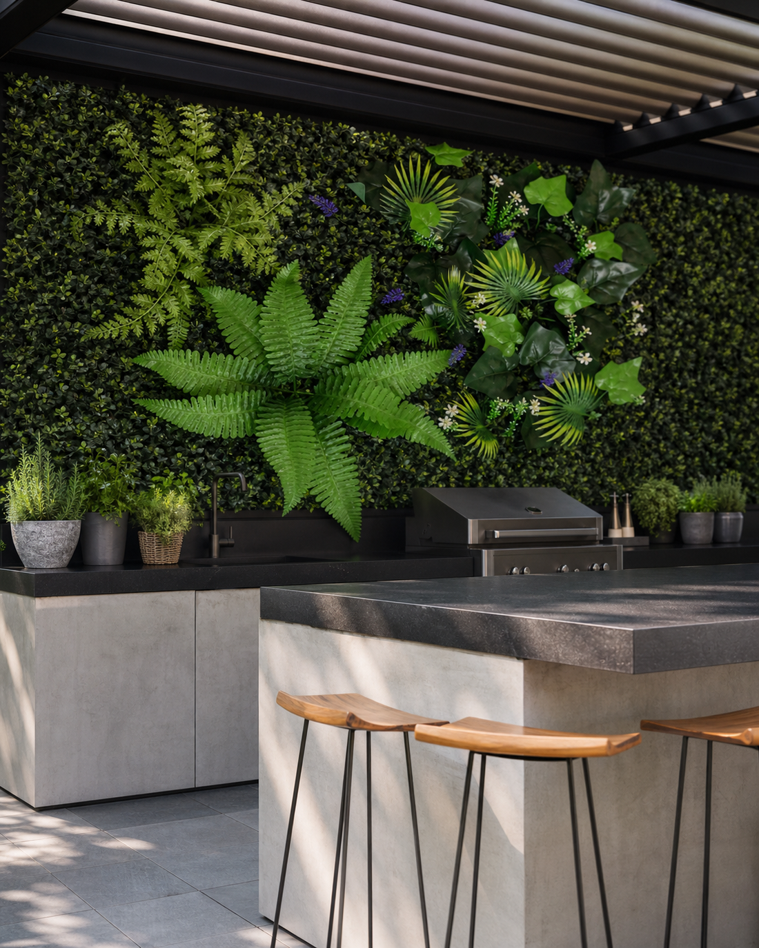Panneau de mur végétal artificiel – Feuillage jungle 40 × 60 cm