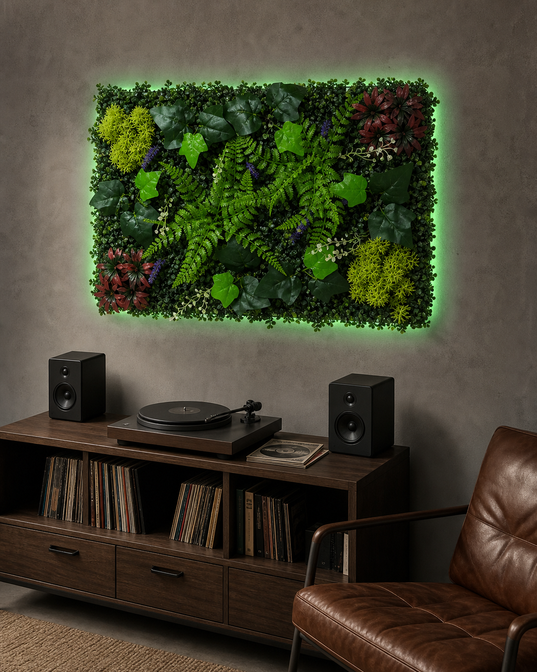 Panneau de mur végétal artificiel – Mix exotique 40 × 60 cm