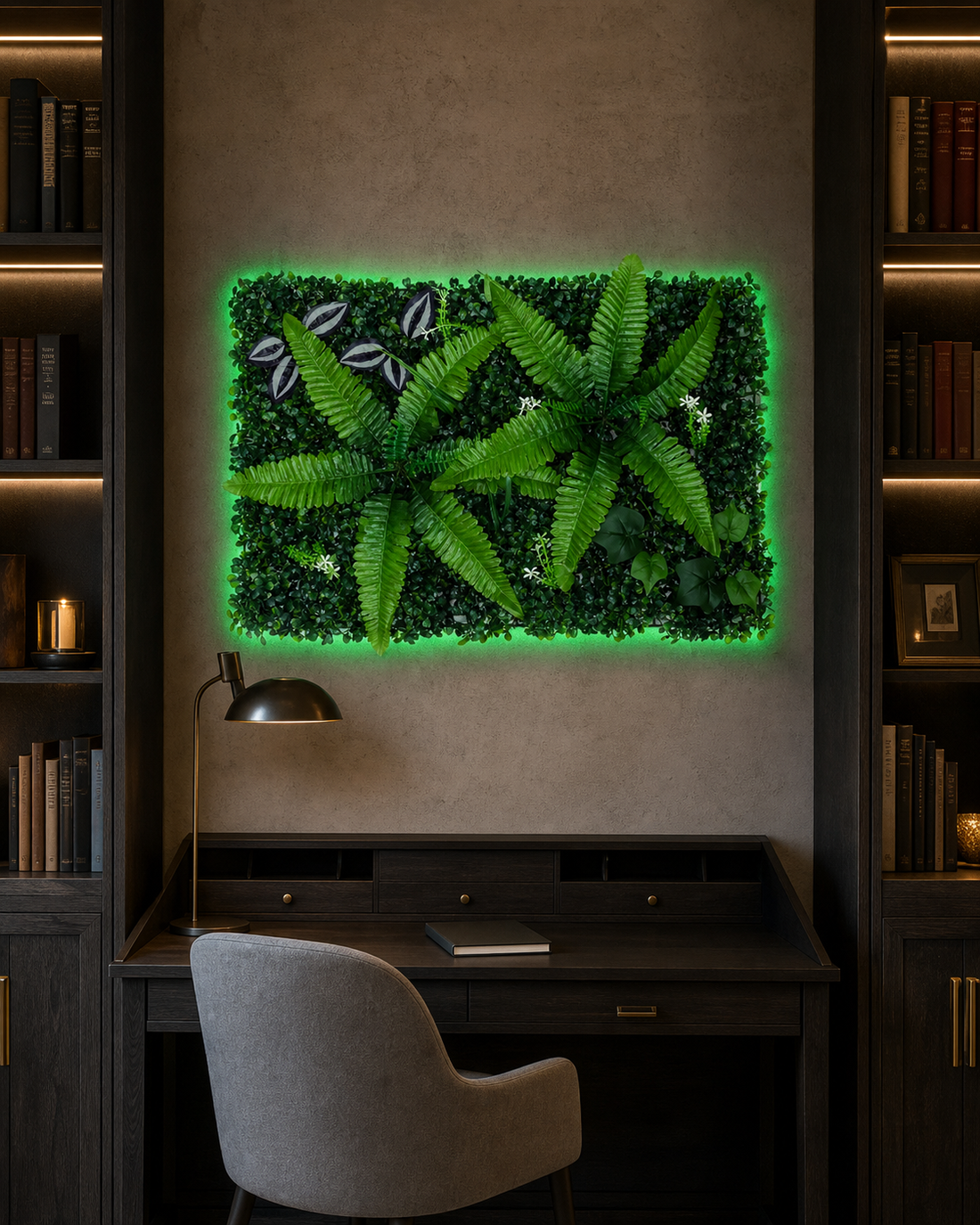 Panneau de mur végétal artificiel – Fougères 40 × 60 cm