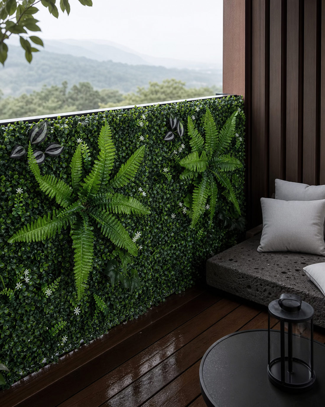 Panneau de mur végétal artificiel – Fougères 40 × 60 cm