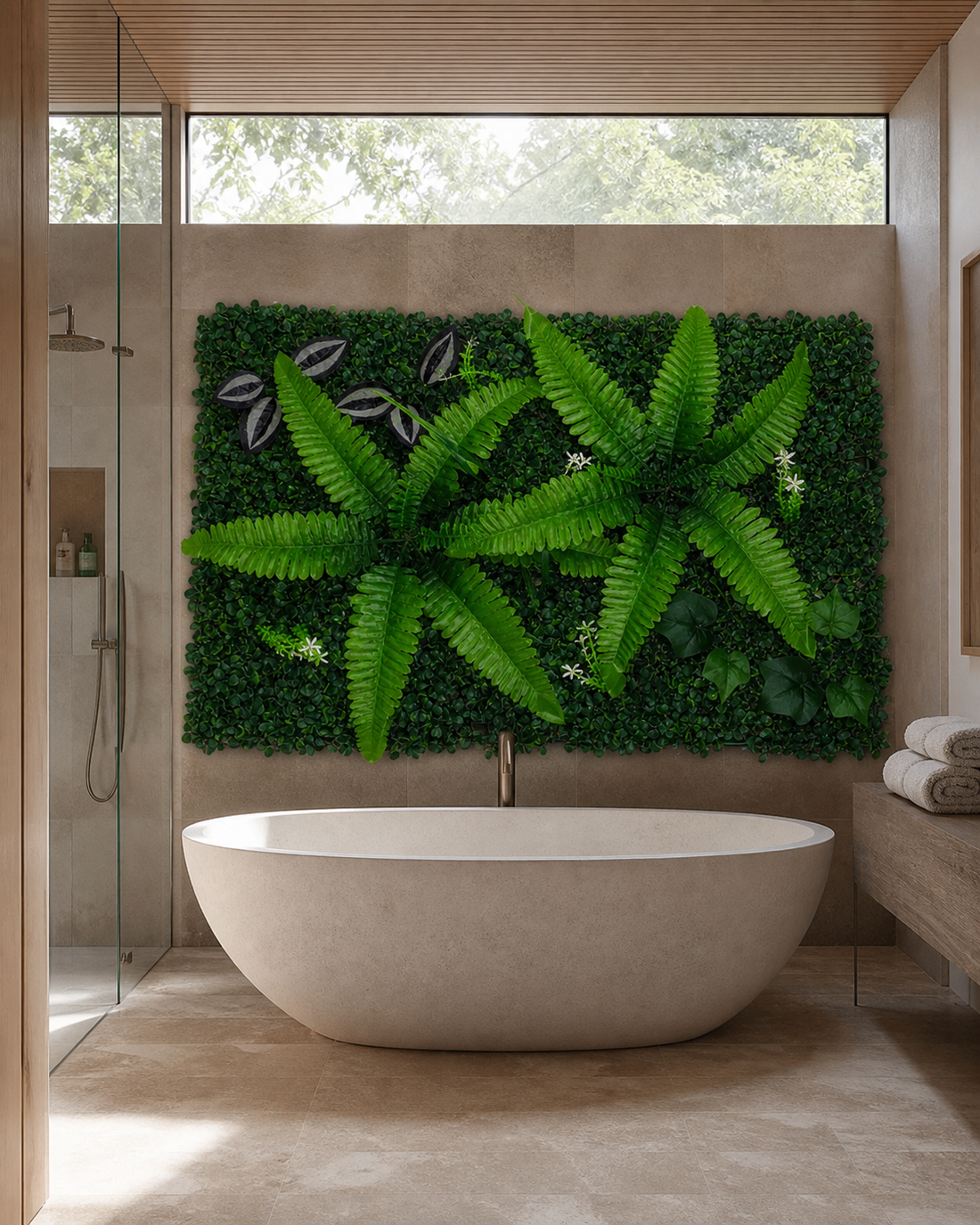 Panneau de mur végétal artificiel – Fougères 40 × 60 cm
