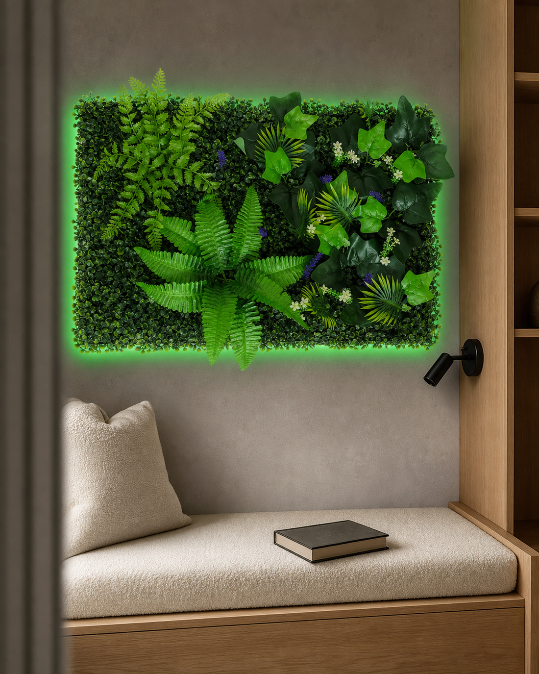 Panneau de mur végétal artificiel – Feuillage jungle 40 × 60 cm